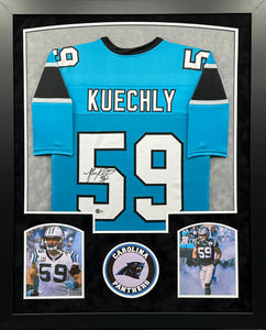Carolina Panthers Luke Kuechly Signed Custom Jersey Framed & Suede Matted with BECKETT COA