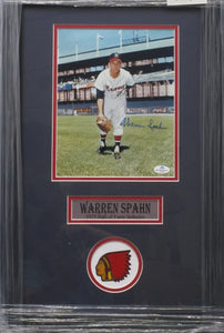 Milwaukee Braves Warren Spahn Signed 8x10 Photo Framed & Matted with COA