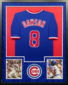 Chicago Cubs Andre Dawson Signed Custom Jersey Framed & Suede Matted with JSA COA