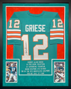Miami Dolphins Bob Griese Signed Custom Career Achievements Stat Jersey Framed & Suede Matted with JSA COA