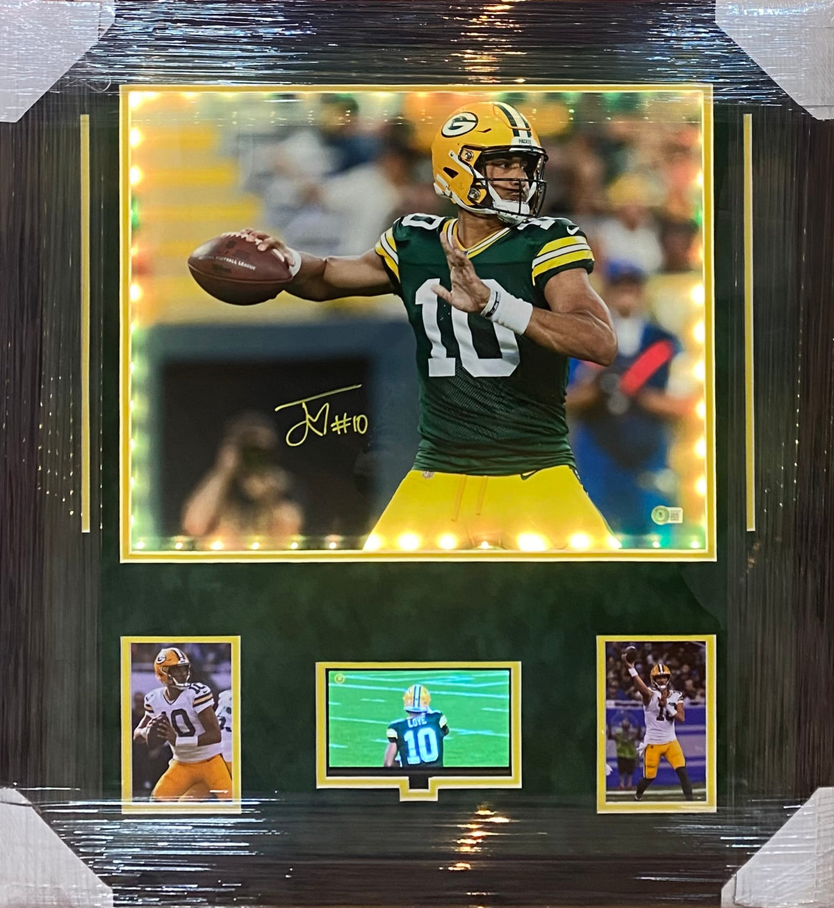 Green Bay Packers Jordan Love Hand Signed Autographed 16x20 Cadillac Framed & Matted Photo with BECKETT COA