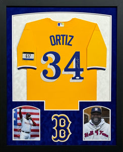 Boston Red Sox David Ortiz Signed City Connect Jersey Framed & Suede Matted with JSA COA