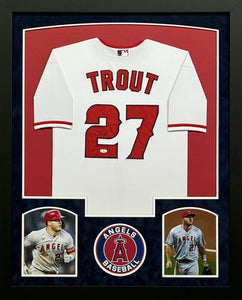 Los Angeles Angels Mike Trout Signed White Jersey Framed & Suede Matted with COA