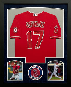 Los Angeles Angels Shohei Ohtani Signed Red Jersey Framed & Suede Matted with COA