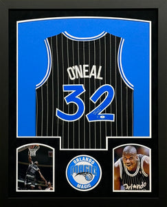 Orlando Magic Shaquille O'Neal Signed Black Jersey Framed & Suede Matted with COA