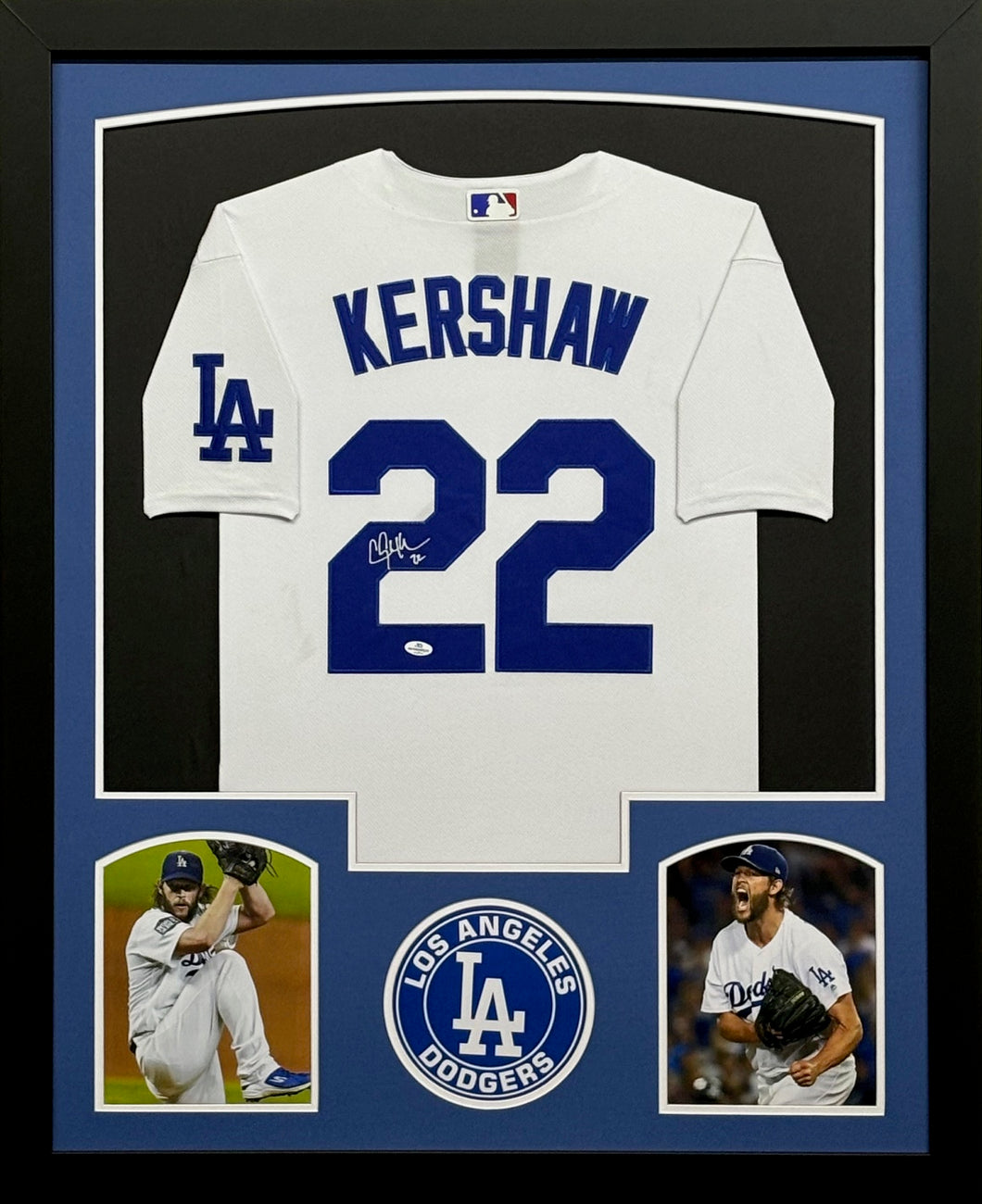 Los Angeles Dodgers Clayton Kershaw Signed White Jersey Framed & Matted with COA