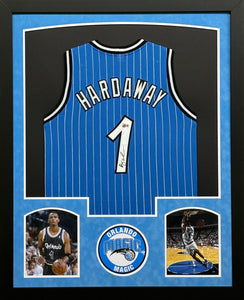 Orlando Magic Penny Hardaway Signed Blue Jersey Framed & Suede Matted with BECKETT COA