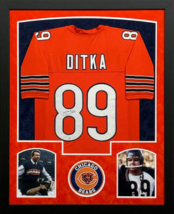 Chicago Bears Mike Ditka Signed Orange Jersey Framed & Suede Matted with PSA COA