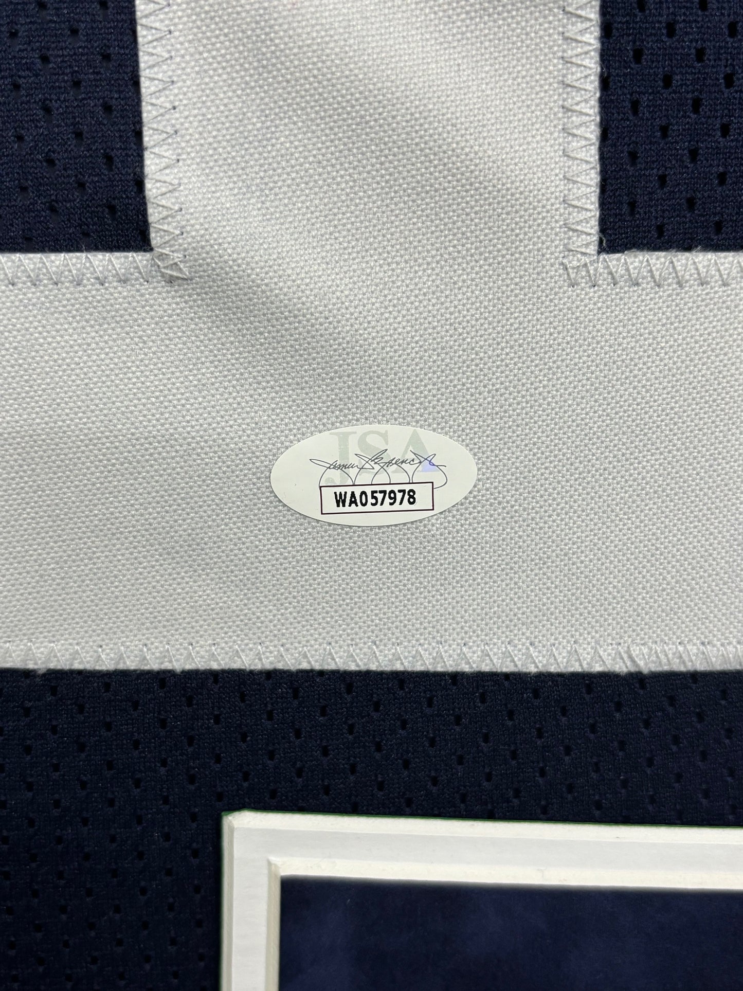 Dallas Cowboys Randy White Hand Signed Autographed Custom Blue Jersey with HOF 94 Inscription Framed & Suede Matted with JSA COA