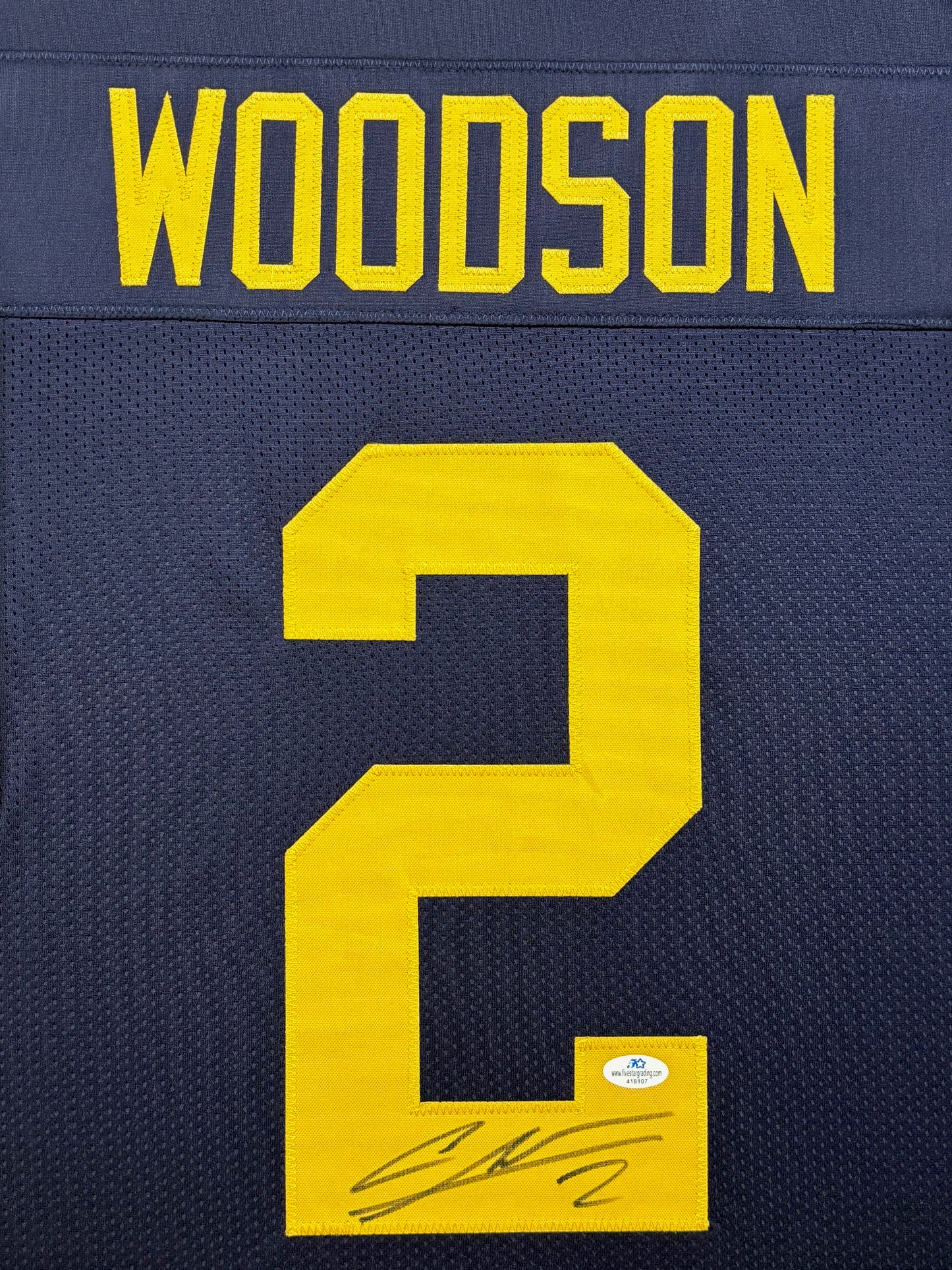 University of Michigan Wolverines Charles Woodson Hand Signed Autographed Custom Blue Jersey Framed & Matted with COA