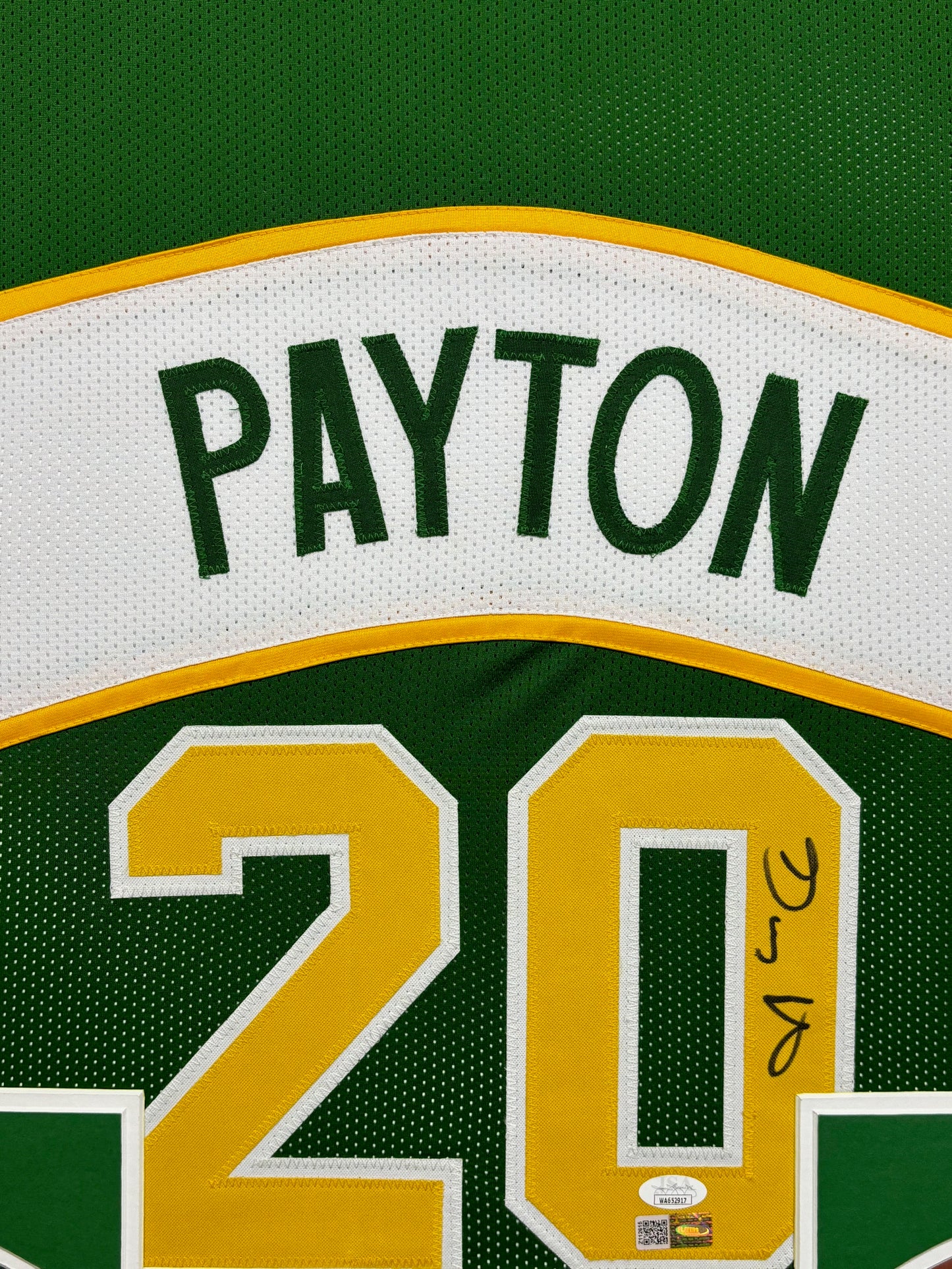 Seattle Supersonics Gary Payton Hand Signed Autographed Custom Green Jersey Framed & Matted with JSA COA