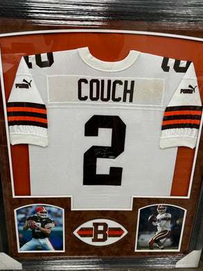 Cleveland Browns Tim Couch Signed Game Worn Jersey Framed & Suede Matted with 3D Logo UPPER DECK Authentic COA