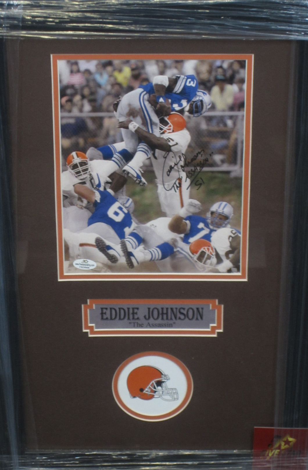 Cleveland Browns Eddie Johnson Signed 8x10 Photo with The 