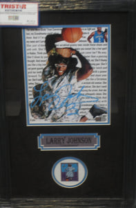 Charlotte Hornets Larry Johnson Signed 8x10 Photo Framed & Matted with TRISTAR COA