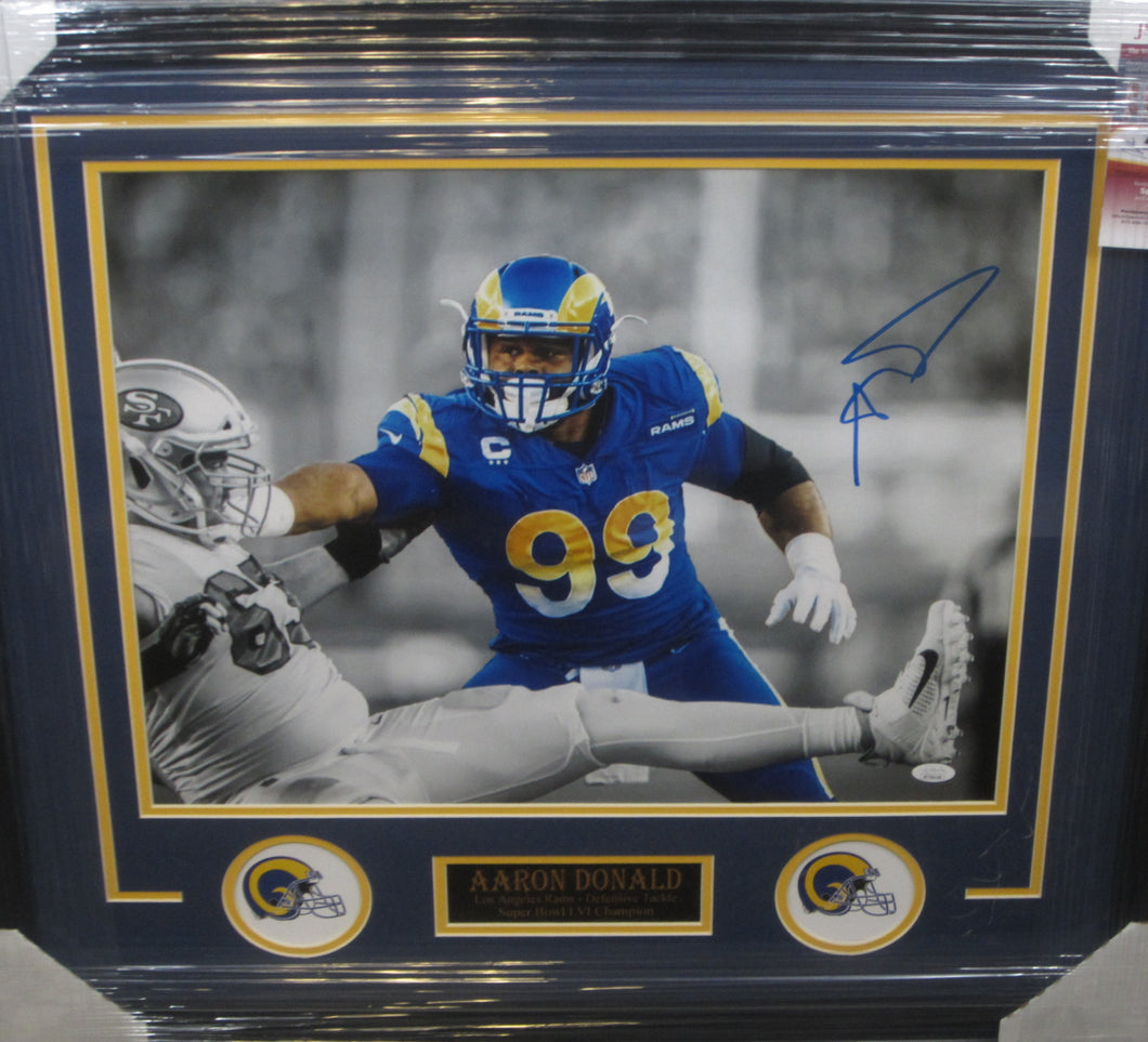 Los Angeles Rams Aaron Donald Signed 16x20 Photo Framed & Matted with JSA COA
