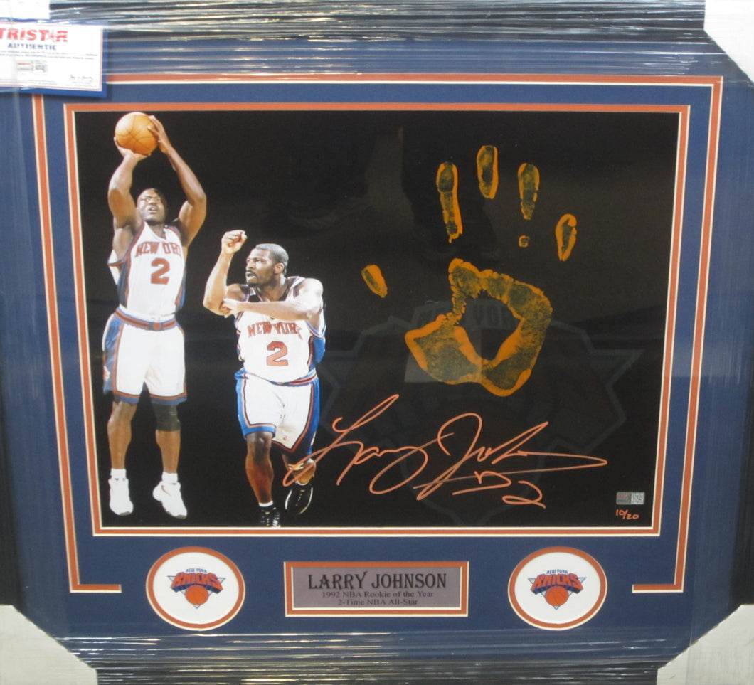 New York Knicks Larry Johnson Signed 16x20 Photo Framed & Matted with TRISTAR COA