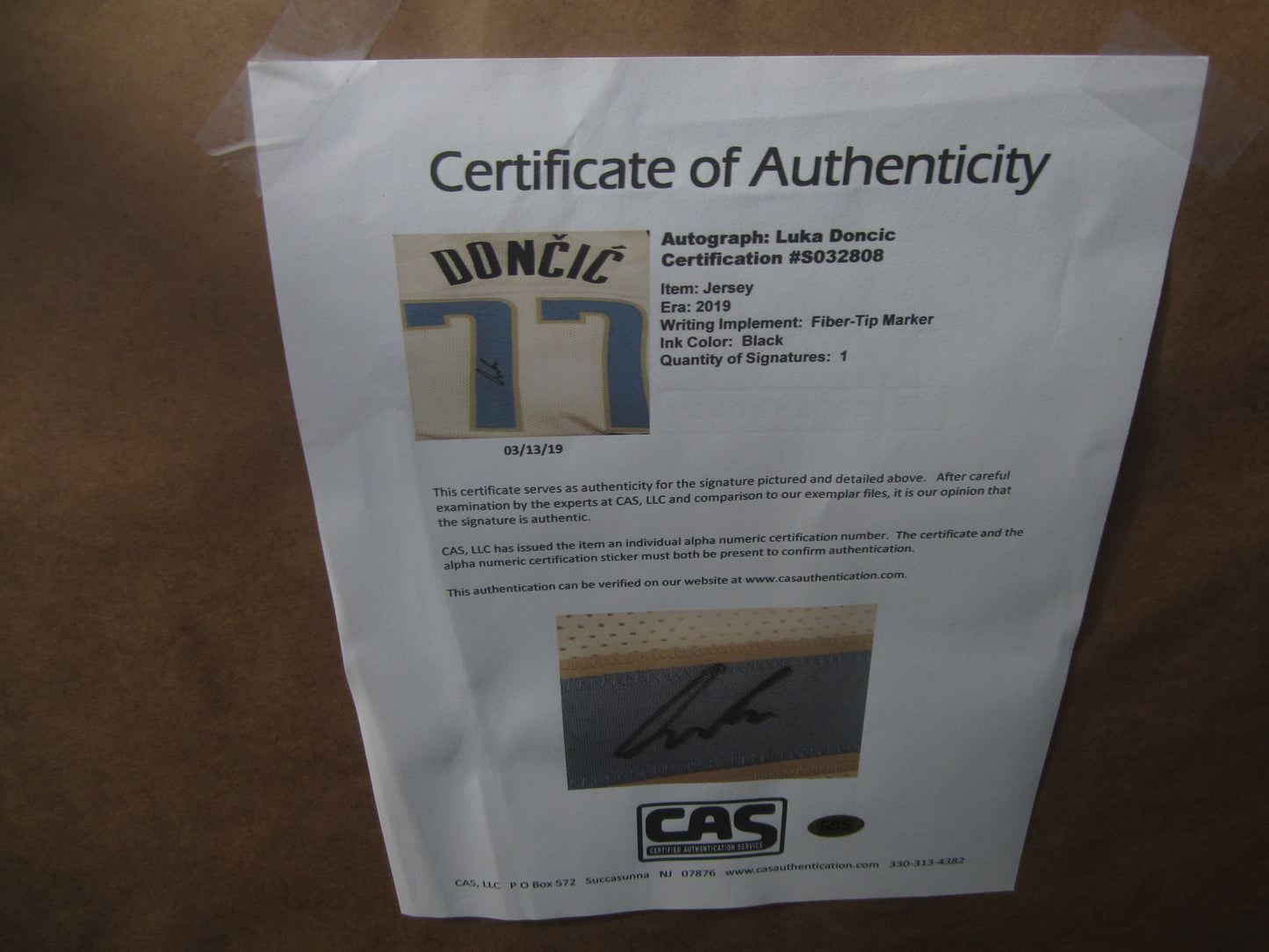 Dallas Mavericks Luka Doncic Hand Signed Autographed Custom White Jersey Framed & Matted with CAS Full Letter COA