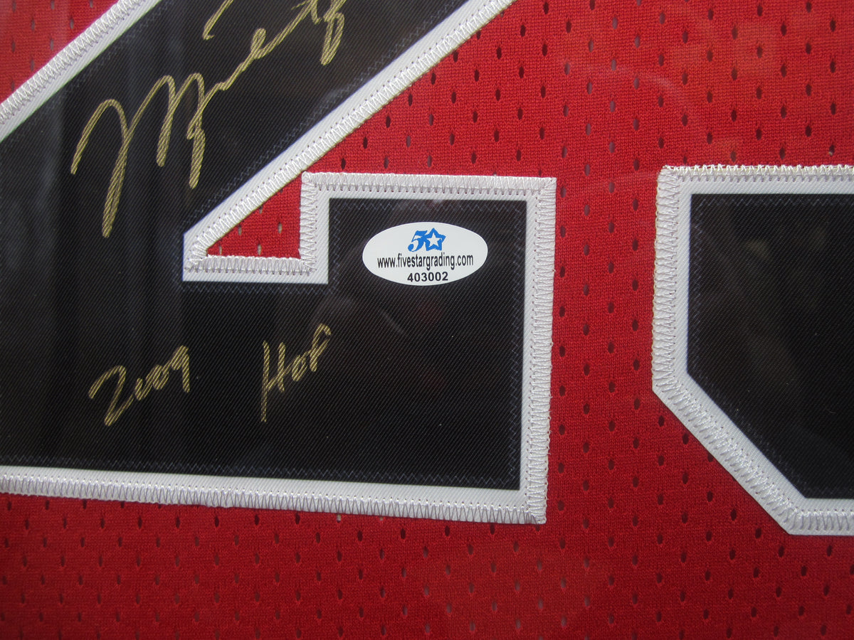 Chicago Bulls Michael Jordan Hand Signed Autographed Custom Red Jersey with 2009 Hof Inscription Framed & Matted with COA