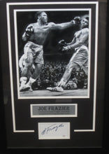 Load image into Gallery viewer, American Boxer Heavyweight Champion Joe Frazier Signed Slab Cut with 8x10 Photo Framed &amp; Matted with COA