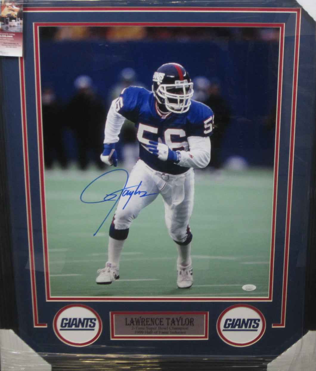New York Giants Lawrence Taylor Signed 16x20 Photo Framed & Matted with JSA COA