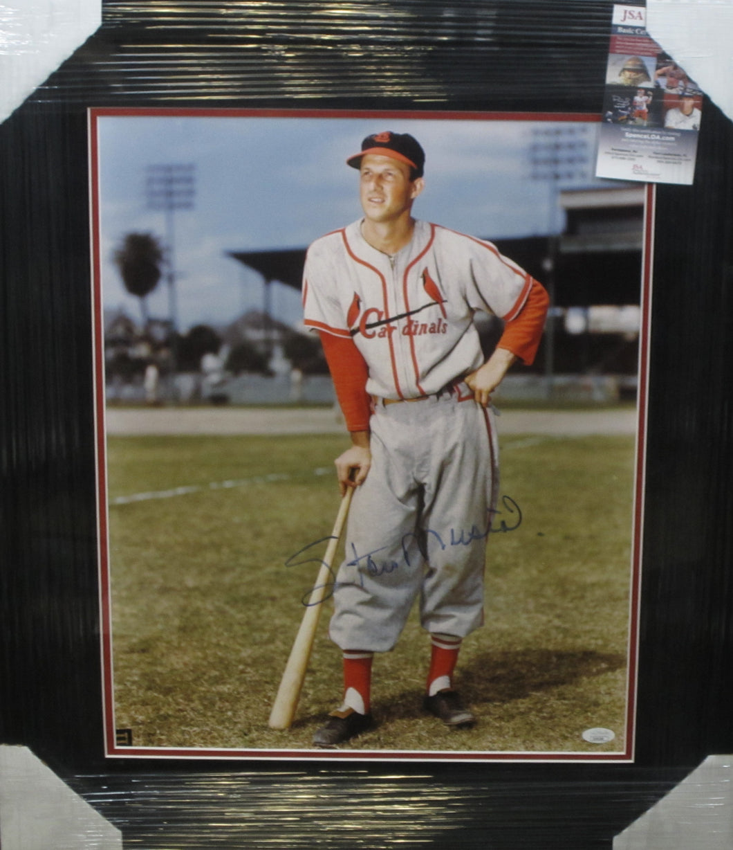 St. Louis Cardinals Stan Musial Signed 16x20 Photo Framed & Matted with JSA COA