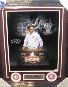 University of Alabama Crimson Tide Coach Nick Saban Signed 16x20 Collage Photo Framed & Matted with PSA COA