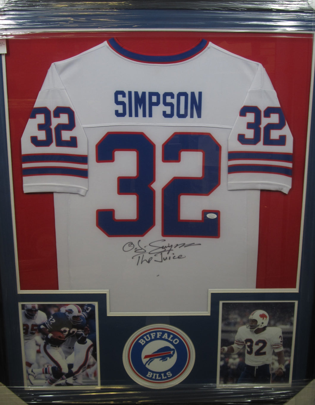 Buffalo Bills O.J. Simpson Signed Jersey with The Juice Inscription Framed & Matted with JSA COA OJ