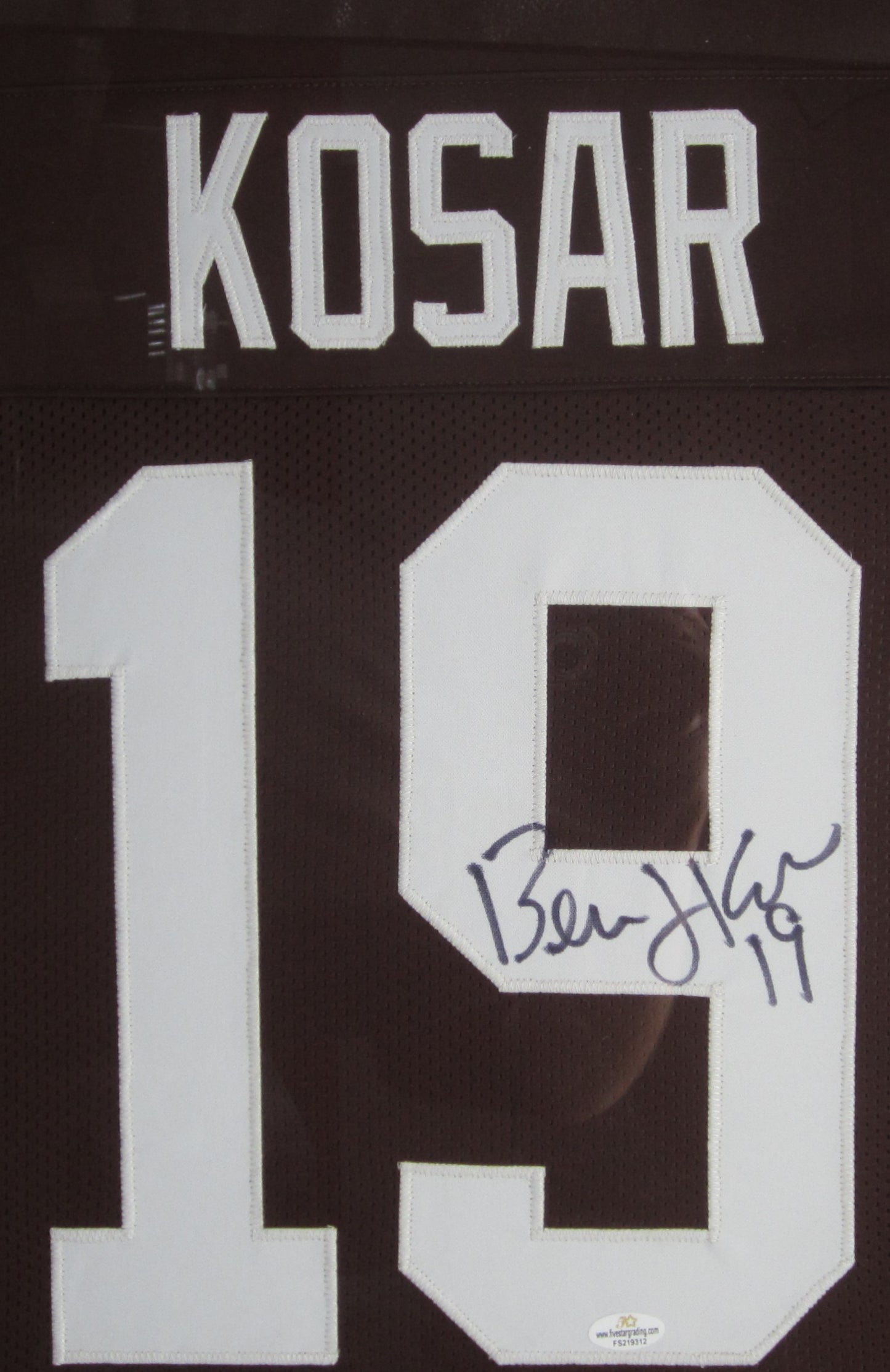 Cleveland Browns Bernie Kosar Hand Signed Autographed Jersey Framed & Matted with JSA COA