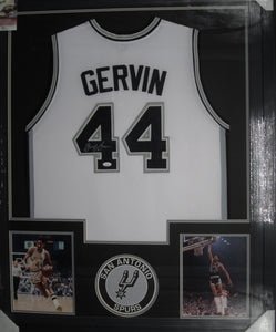 San Antonio Spurs George Gervin Signed Jersey Framed & Matted with JSA COA