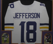 Load image into Gallery viewer, Minnesota Vikings Justin Jefferson Signed Jersey Framed &amp; Matted with JSA COA