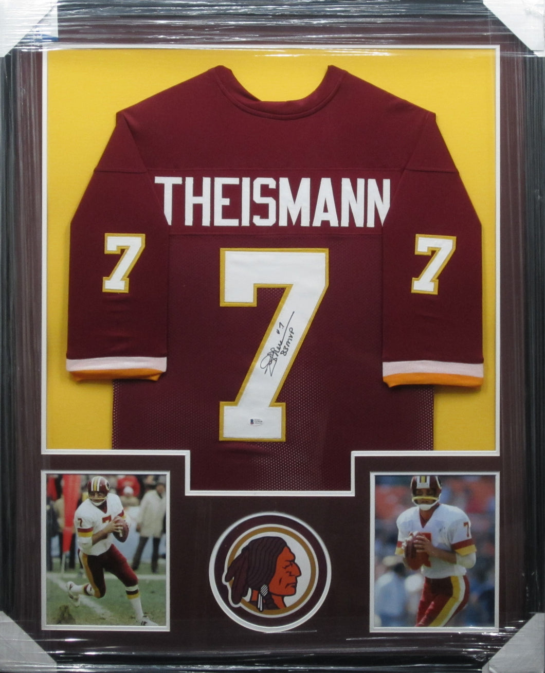 Washington Redskins Joe Theismann Signed Jersey with 83 MVP Inscription Framed & Matted with BECKETT COA