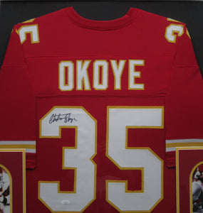 Kansas City Chiefs Christian Okoye Signed Jersey Framed & Matted with JSA COA