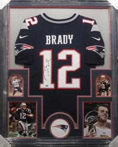 New England Patriots Tom Brady Signed Jersey Framed & Matted with FANATICS Authentic COA