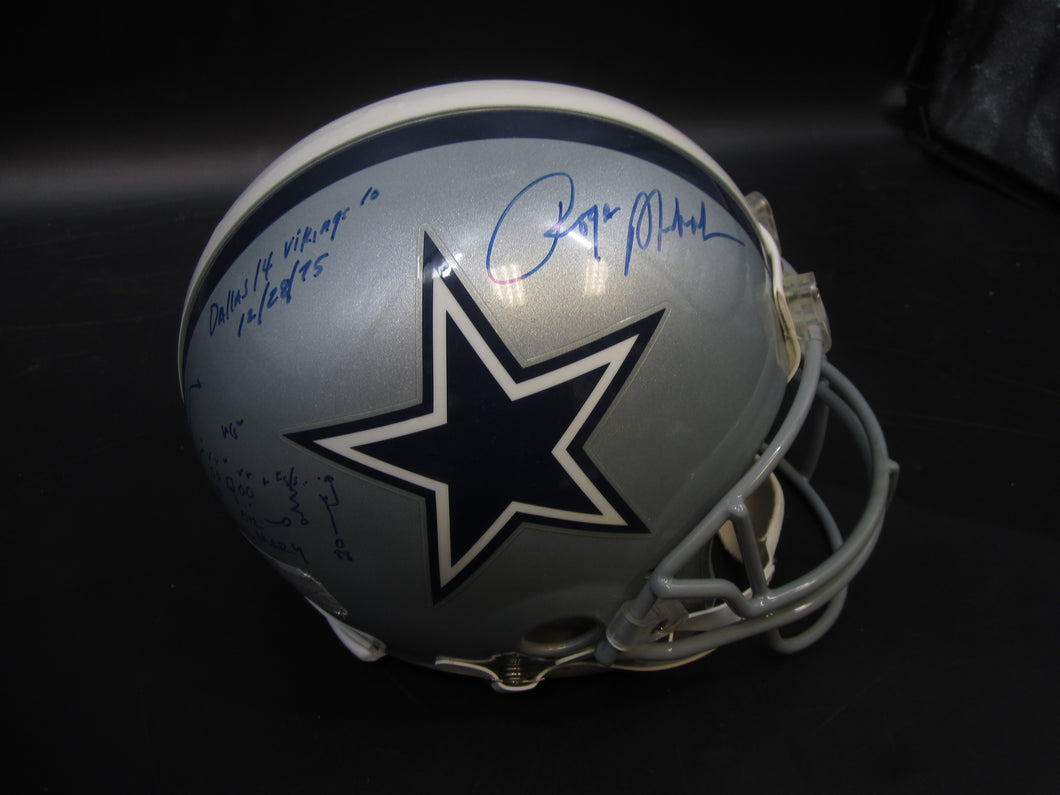 Dallas Cowboys Roger Staubach Signed Full-Size Authentic Helmet with Game Play, Dallas/Vikings Score, & Date Inscriptions with COA
