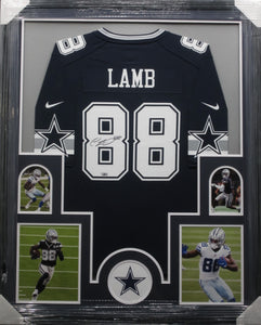 Dallas Cowboys CeeDee Lamb Signed Jersey Framed & Matted with FANATICS Authentic COA