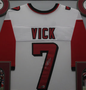 Atlanta Falcons Michael Vick Signed Career Achievements Stat Jersey Framed & Matted with BECKETT COA