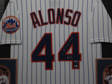 Load image into Gallery viewer, New York Mets Pete Alonso Signed Jersey with 21 HR Derby Champ Inscription Framed &amp; Matted with FANATICS Authentic COA