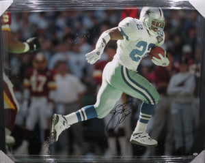 Dallas Cowboys Emmitt Smith Signed Large Canvas Framed & Matted with JSA COA