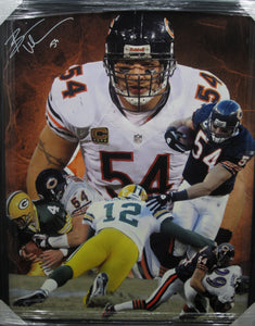 Brian Urlacher Signed Large NFL Collage Canvas Framed & Matted with JSA COA