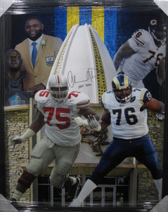 Orlando Pace Signed Large NFL Collage Canvas Framed & Matted with JSA COA