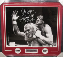 Load image into Gallery viewer, Rocky III &quot;Thunder Lips&quot; Hulk Hogan Signed Large Photo with &quot;Thunder Lips&quot; &amp; Rocky III Inscriptions Framed &amp; Matted with COA