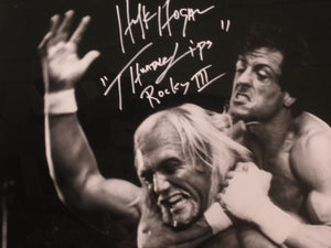 Rocky III "Thunder Lips" Hulk Hogan Signed Large Photo with "Thunder Lips" & Rocky III Inscriptions Framed & Matted with COA