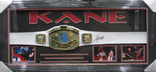 Load image into Gallery viewer, American Professional Wrestler Kane Signed WWE Intercontinental Heavyweight Wrestling Champion Belt Framed &amp; Matted with JSA COA