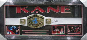 American Professional Wrestler Kane Signed WWE Intercontinental Heavyweight Wrestling Champion Belt Framed & Matted with JSA COA