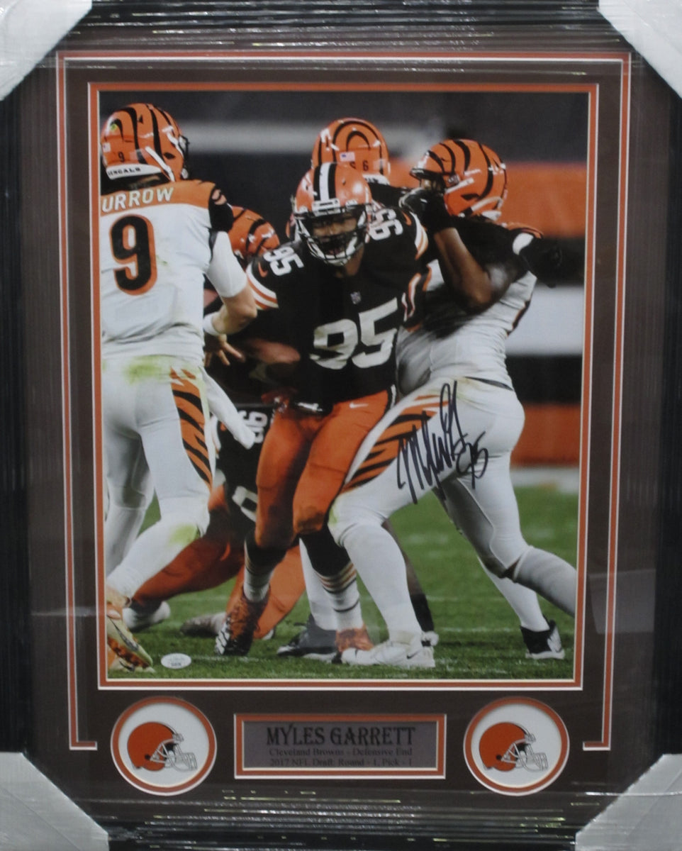 Myles Garrett Signed Autographed Custom Framed Cleveland Browns 16x20 Photo  Jsa