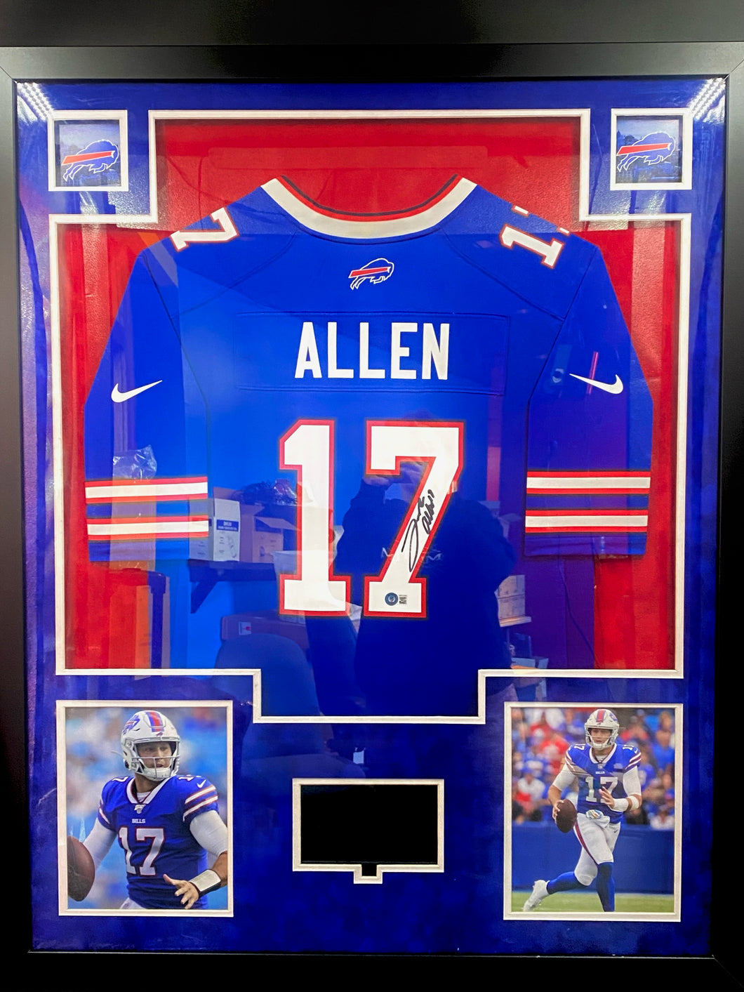 Buffalo Bills Josh Allen Signed Jersey Custom Framed & Suede Matted with LED & VIDEO with BECKETT COA