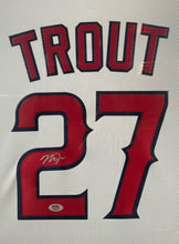 Load image into Gallery viewer, Los Angeles Angels Mike Trout Signed Jersey Custom Framed &amp; Suede Matted with LED &amp; VIDEO with PSA COA