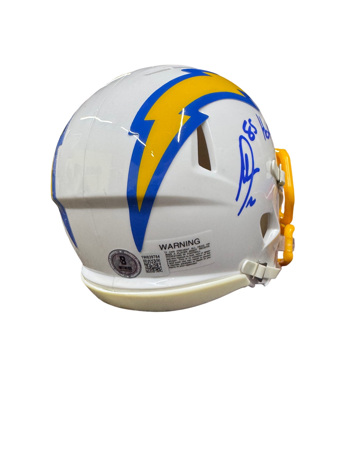 Los Angeles Chargers Antonio Gates Hand Signed Autographed White Mini Helmet Beckett COA