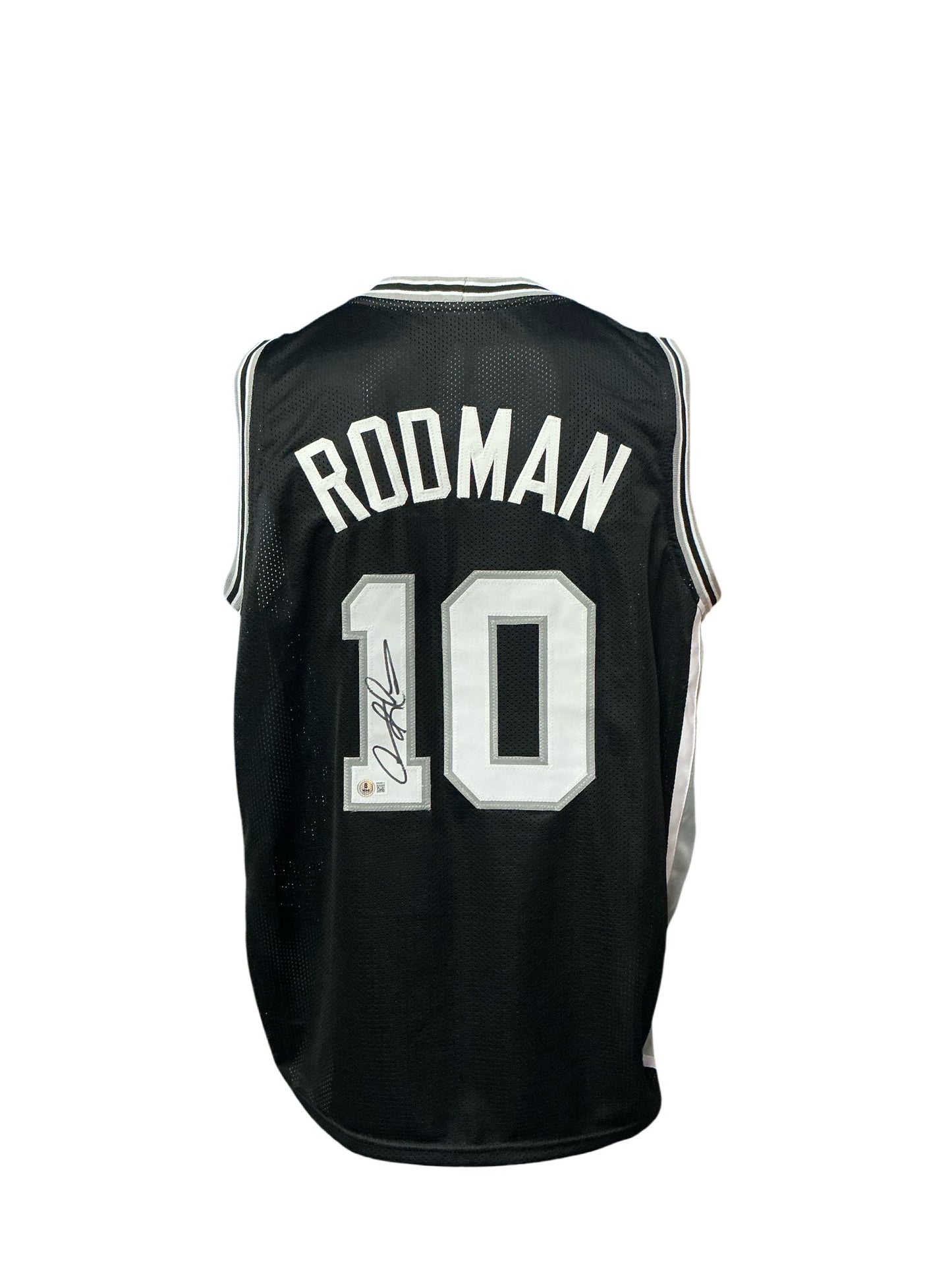 San Antonio Spurs Dennis Rodman Hand Signed Autographed Custom Black Jersey BECKETT COA