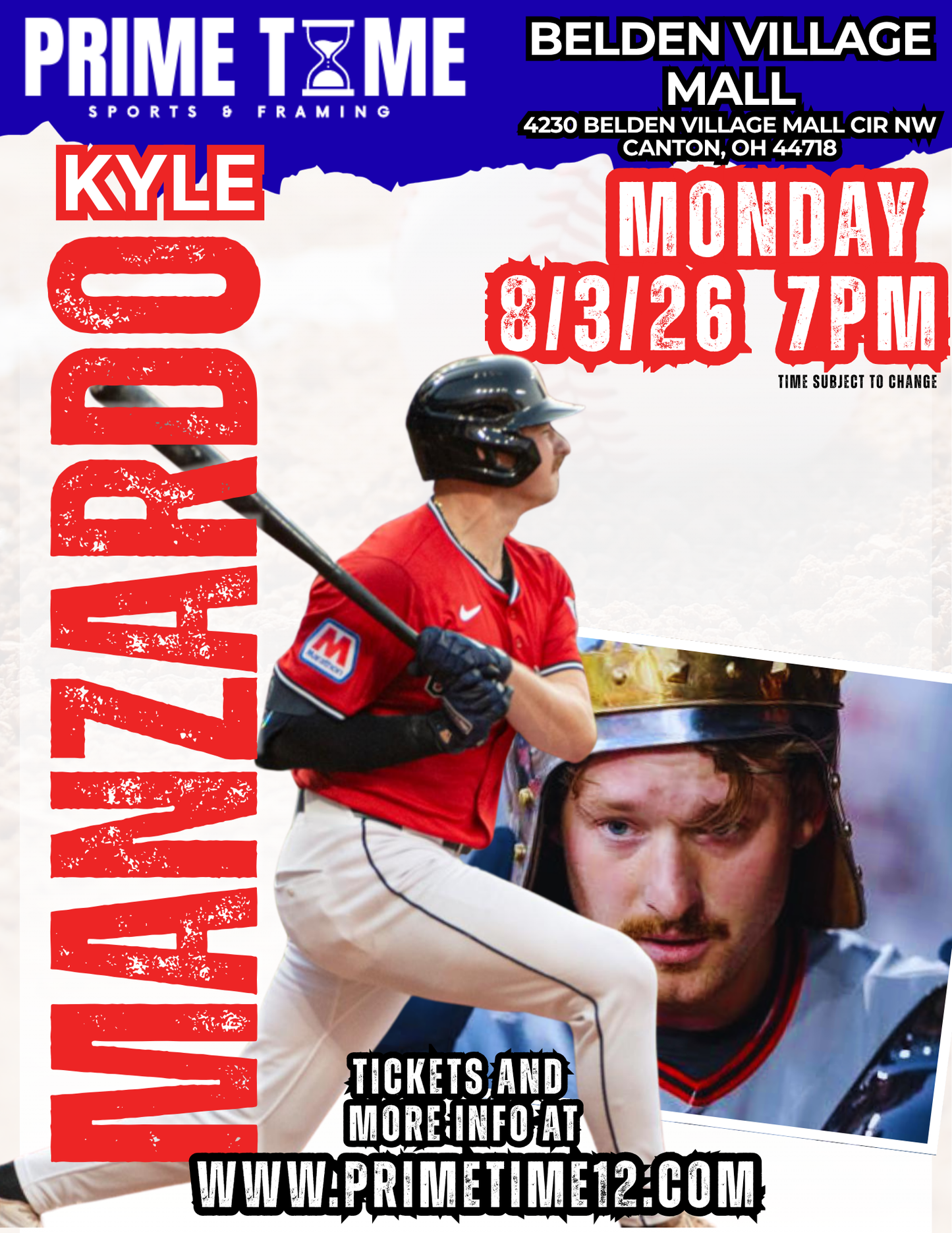 Kyle Manzardo 8/3/26 at Belden Village Mall Pre-Sale ticket for autograph signing on any 1 item